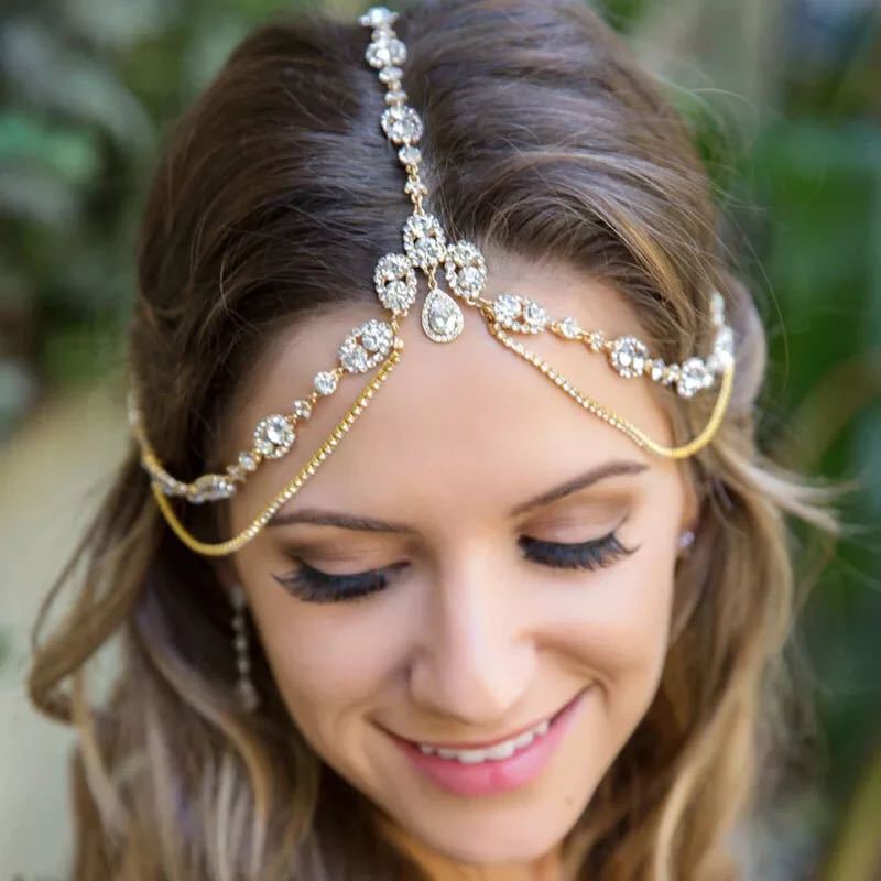 MAC188 Rhinestone Multi-Layered Drop Headband