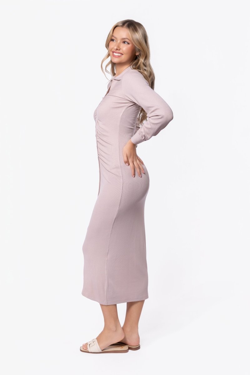 Mara Dress Long Sleeve (Khaki)