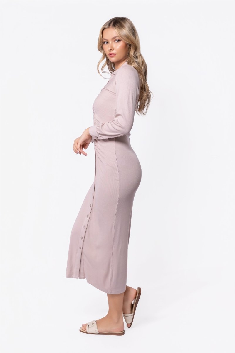 Mara Dress Long Sleeve (Khaki)