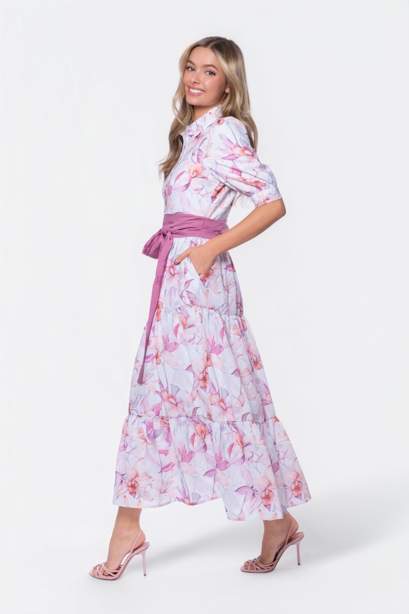 Marie Dress (Purple/Peach)