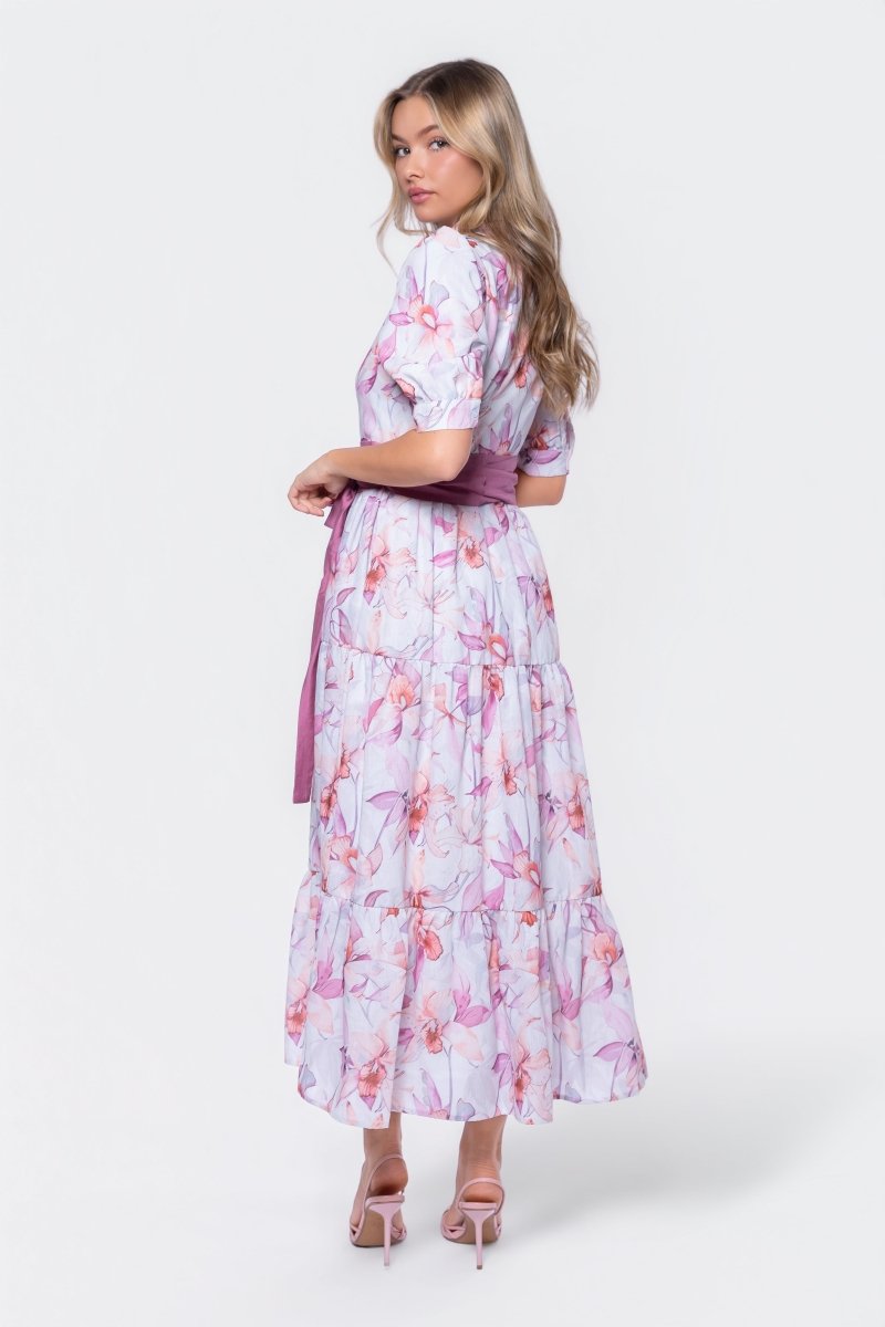 Marie Dress (Purple/Peach)