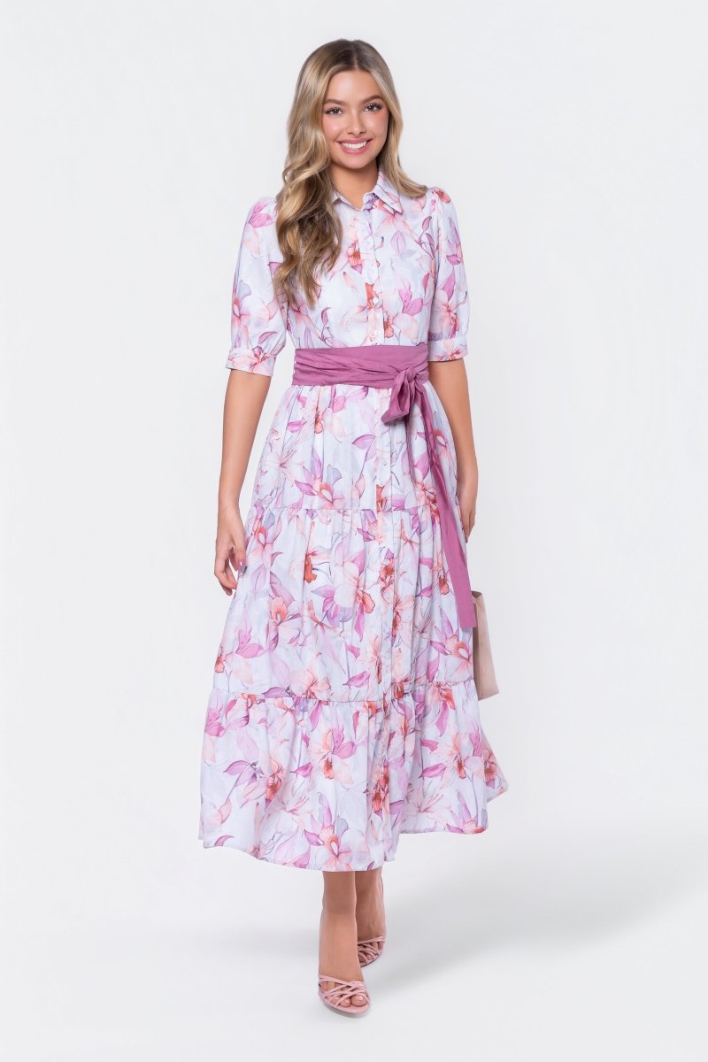 Marie Dress (Purple/Peach)