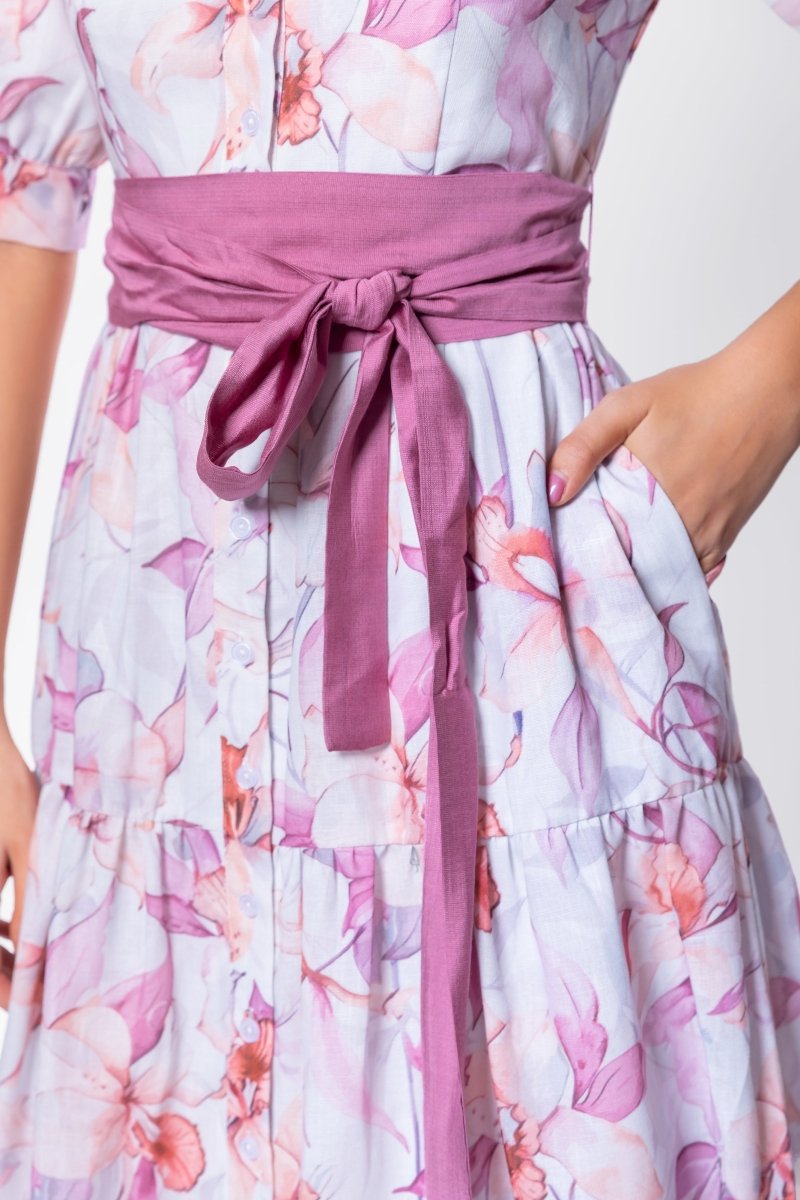 Marie Dress (Purple/Peach)