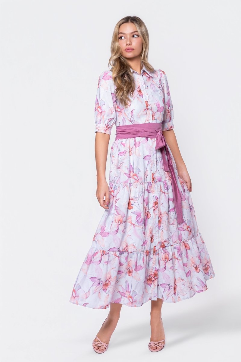 Marie Dress (Purple/Peach)