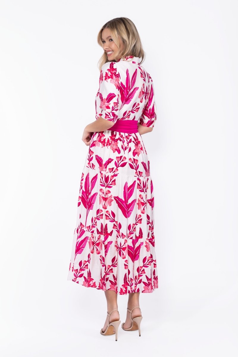 Marie Dress (White/Pink)