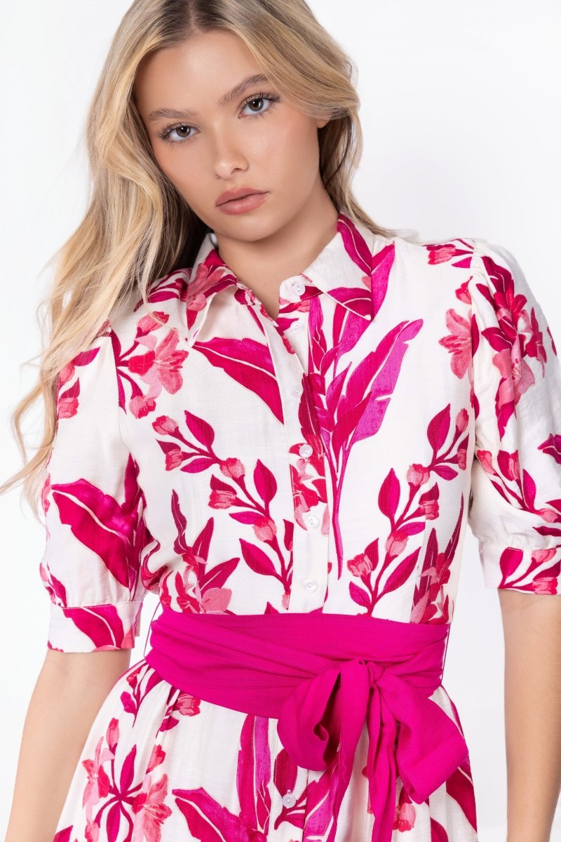Marie Dress (White/Pink)