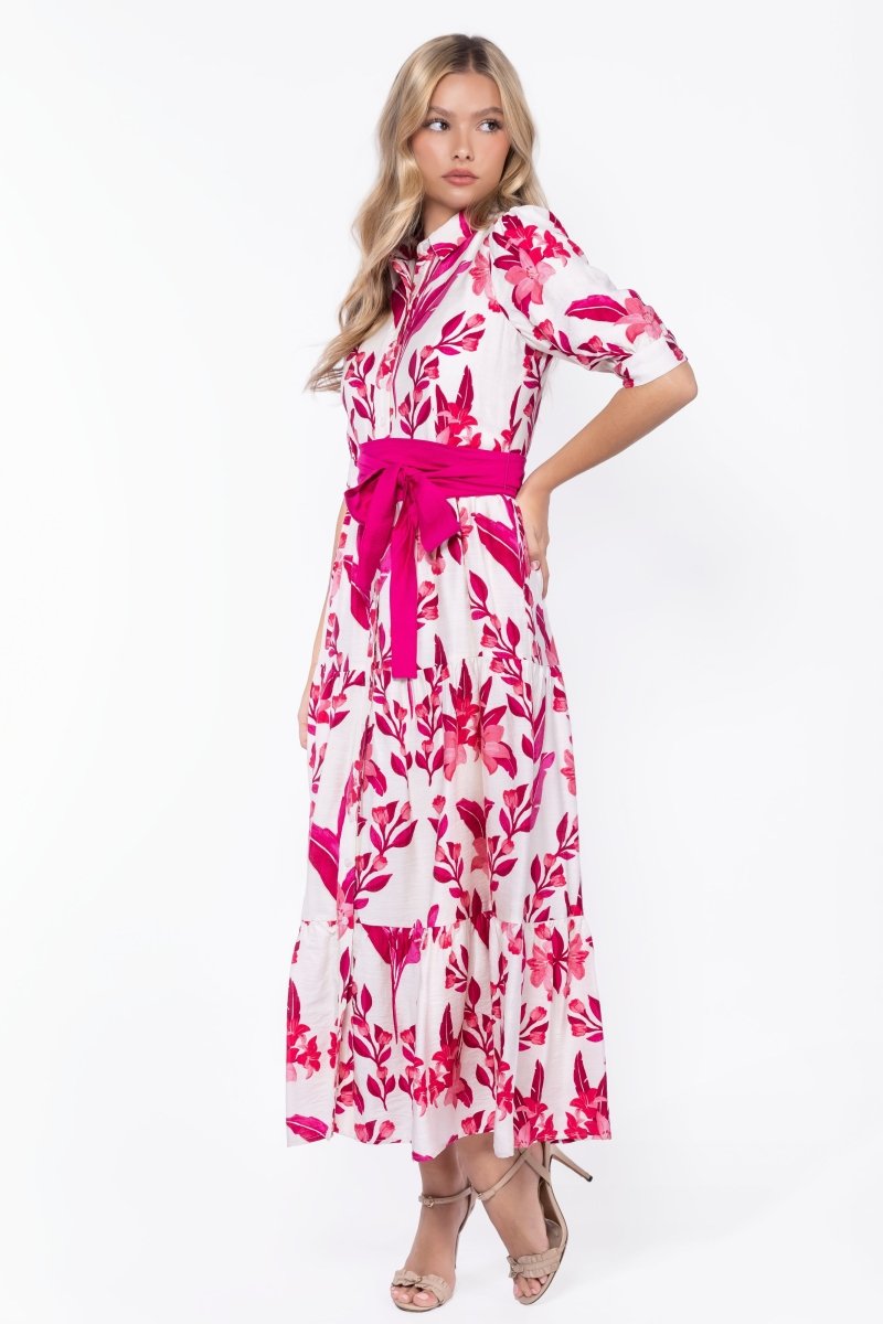Marie Dress (White/Pink)
