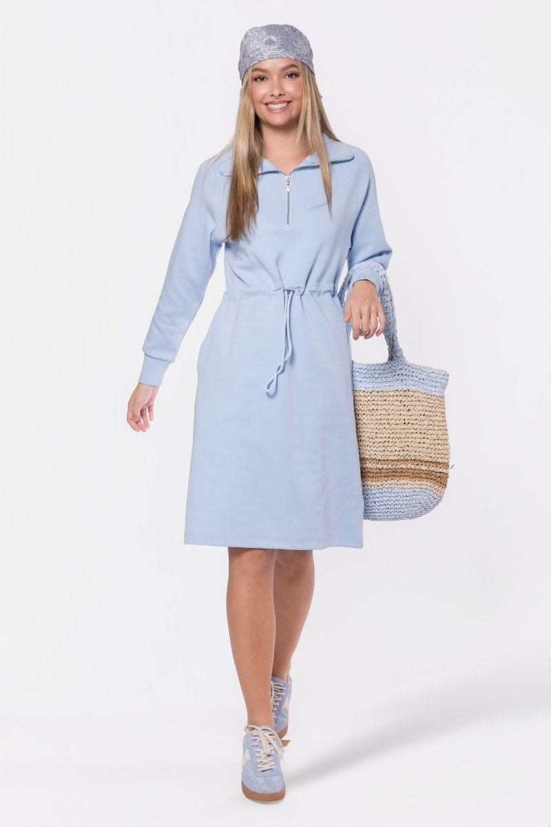 Mina Half Zip Dress 42" (Baby Blue)