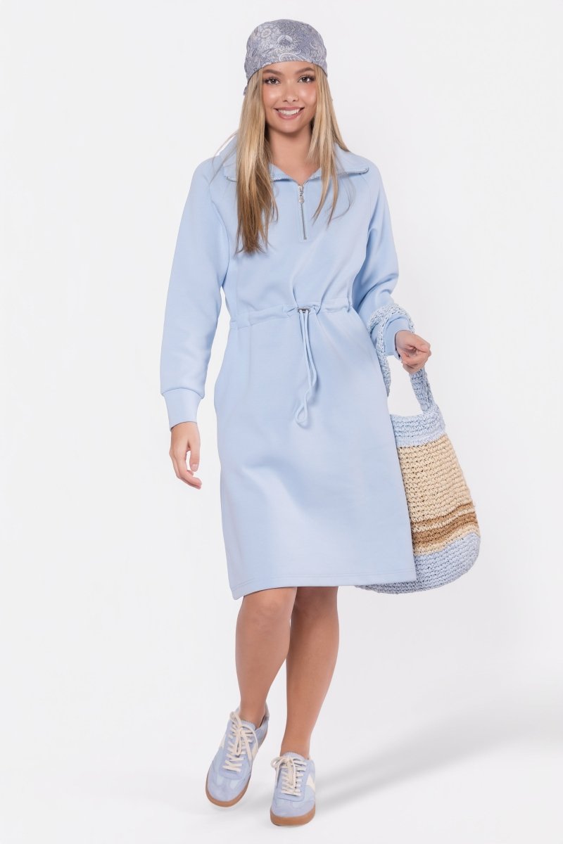 Mina Half Zip Dress 42" (Baby Blue)