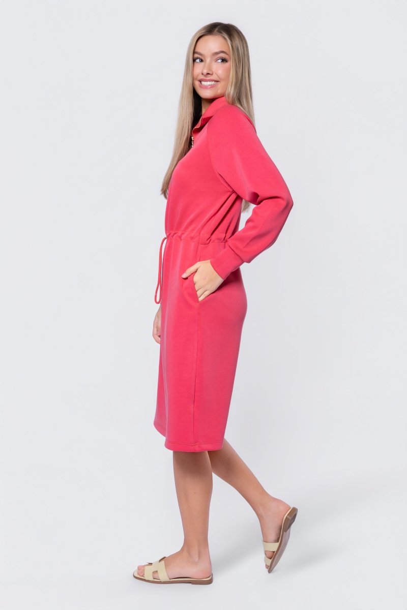 Mina Half Zip Dress 42" (Coral)