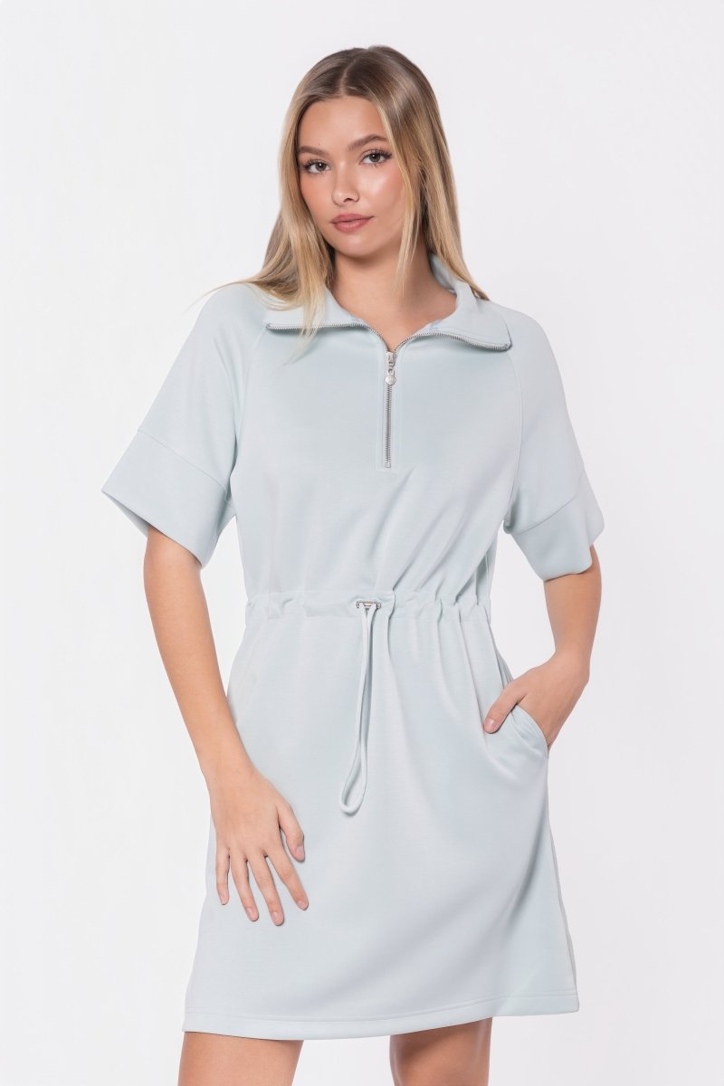 Mina Half Zip Dress Short Sleeve 37" (Mint)