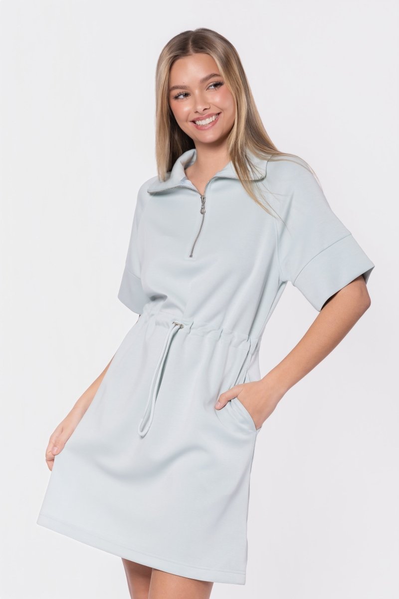 Mina Half Zip Dress Short Sleeve 37" (Mint)