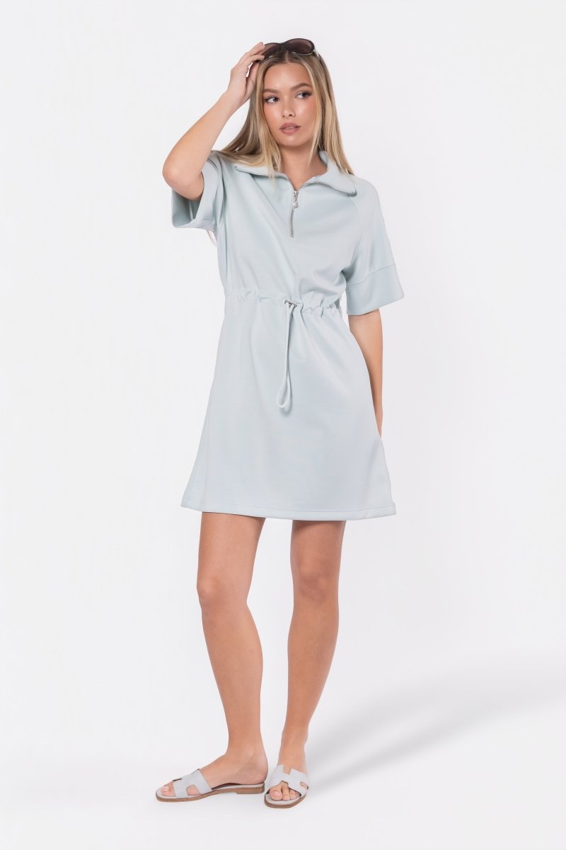 Mina Half Zip Dress Short Sleeve 37" (Mint)