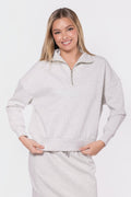 Mina Half Zip Top (Light Grey)