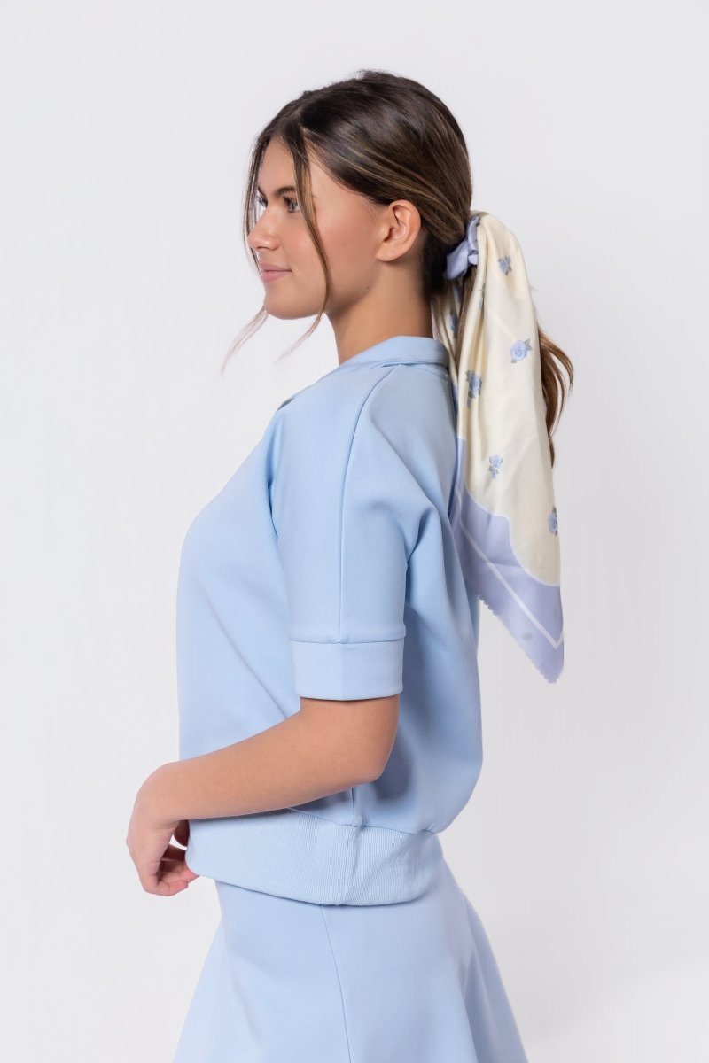 Mina Half Zip Top Short Sleeve (Baby Blue)