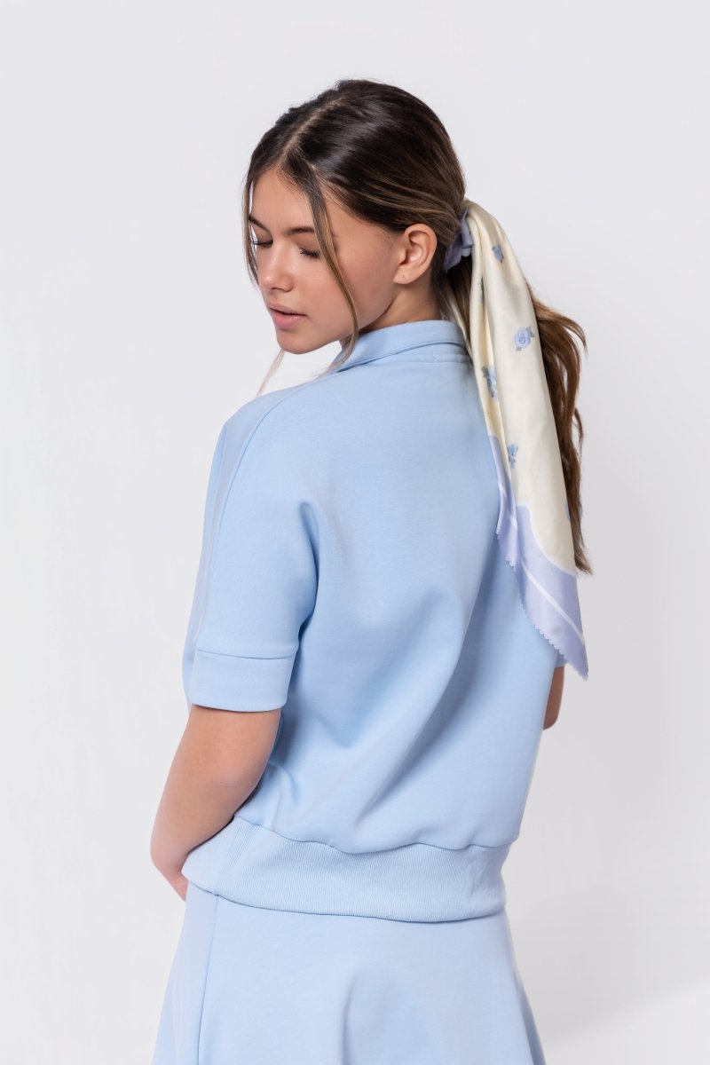 Mina Half Zip Top Short Sleeve (Baby Blue)