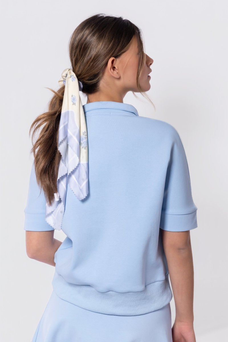 Mina Half Zip Top Short Sleeve (Baby Blue)