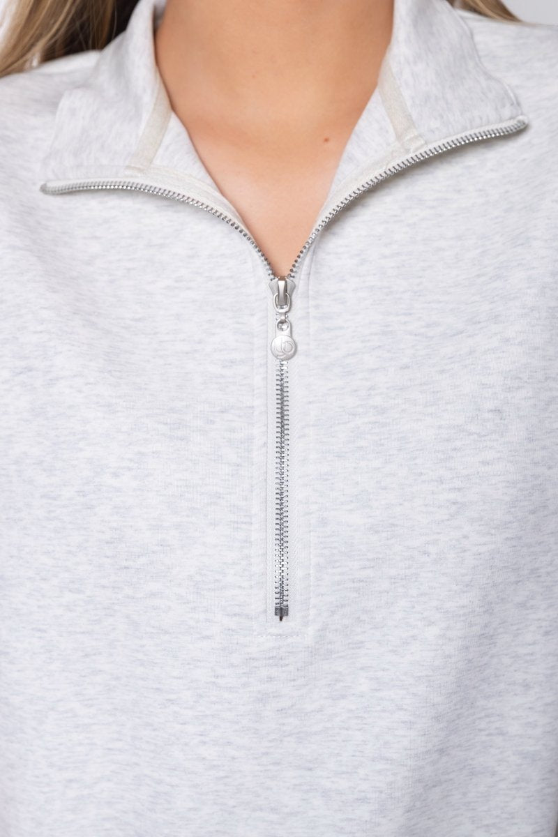 Mina Half Zip Top Short Sleeve (Light Grey)