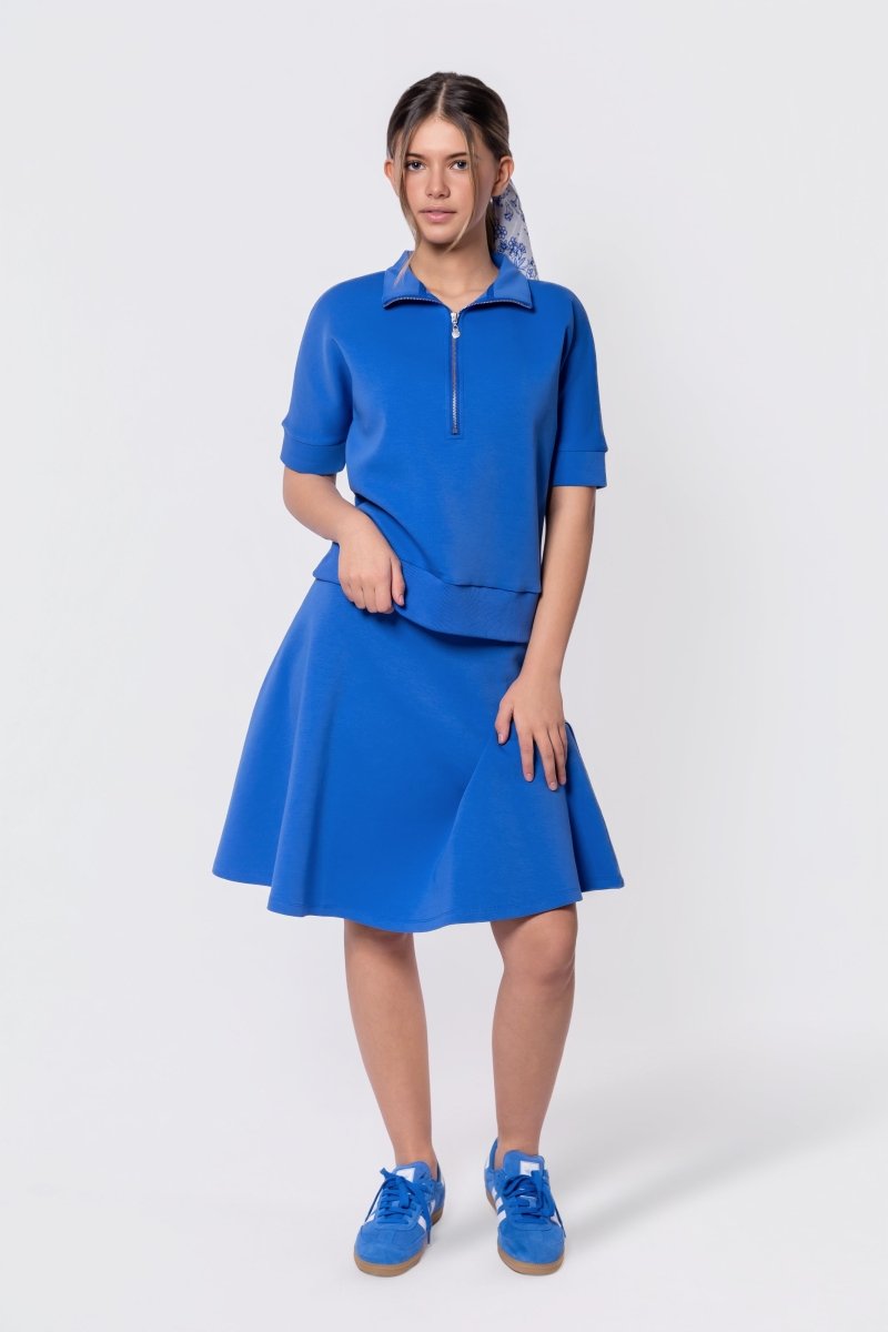 Mina Half Zip Top Short Sleeve (Marina Blue)