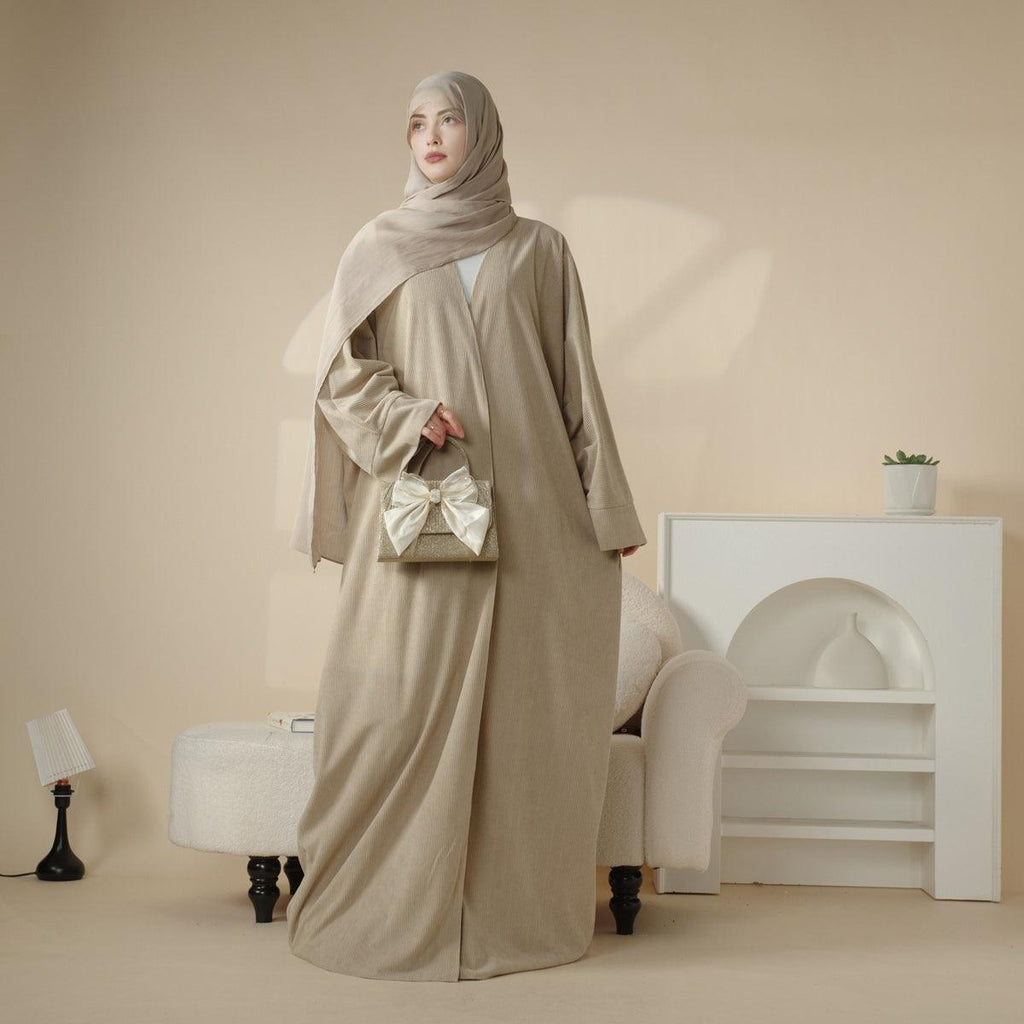 Corduroy Cardigan Open Abaya (MOA028)