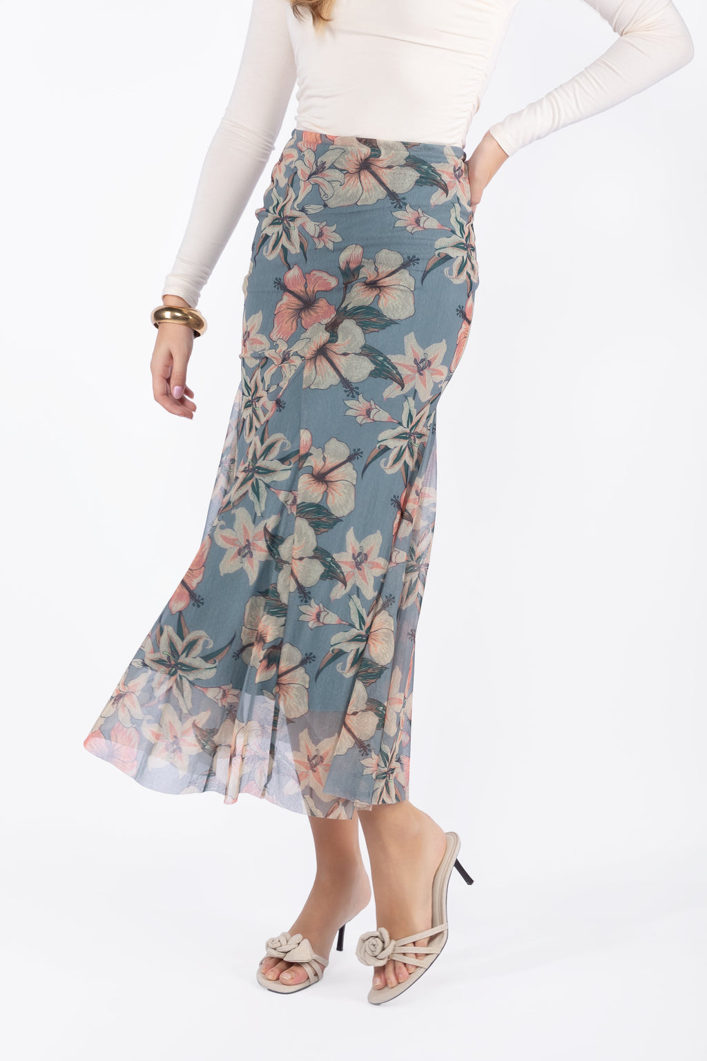 Natalia Skirt (Peach/Grey)