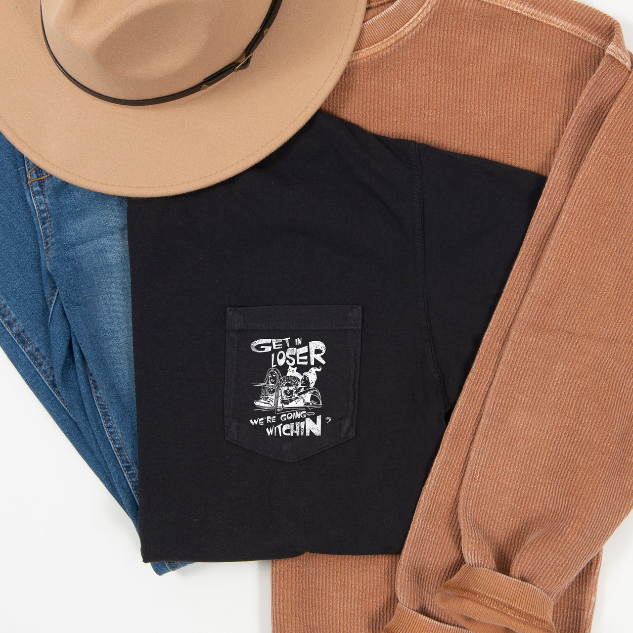 We're Going Witchin' Halloween Pocket Collection Limited Edition Comfort Colors Tee