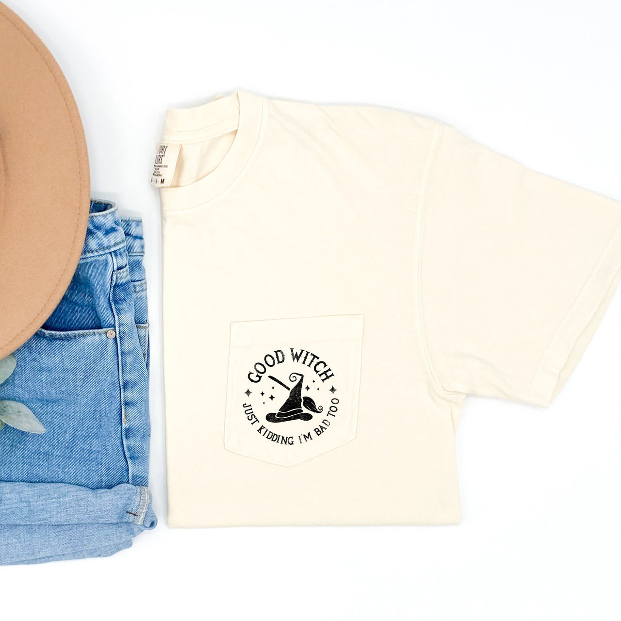 Good Witch Halloween Pocket Comfort Colors Tee