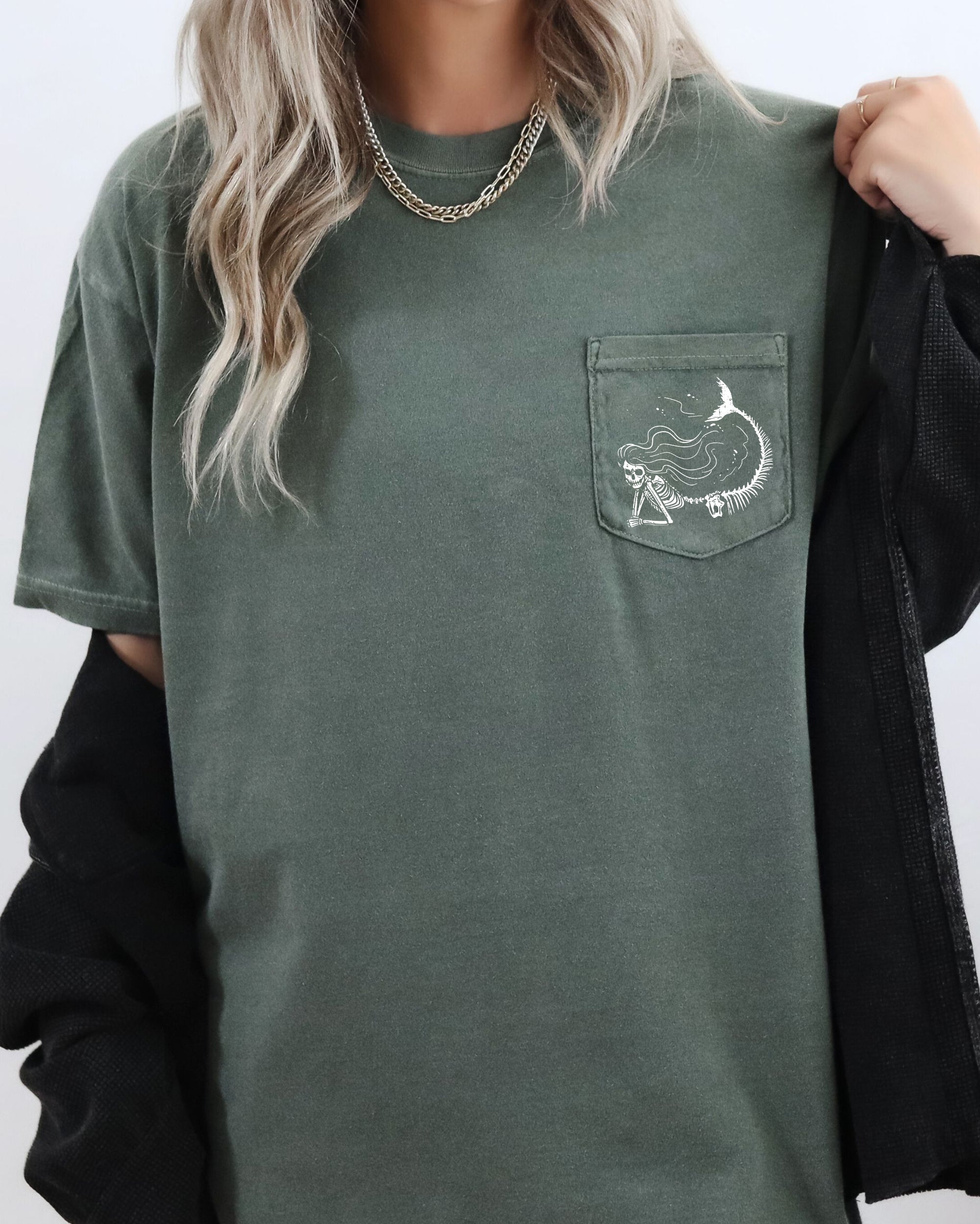 Mermaid Skeleton Halloween Edition Moonlit Ocean Graveyard Limited Comfort Colors Tee