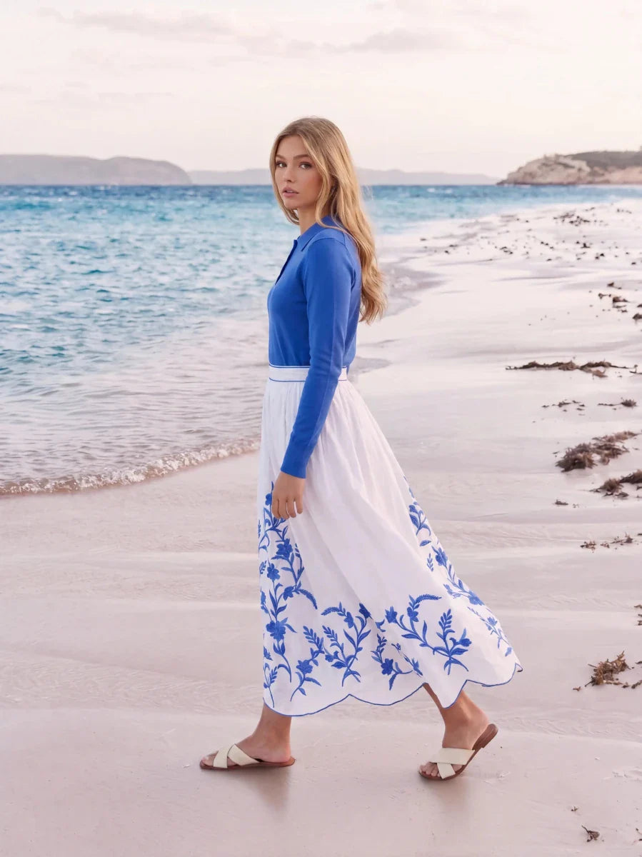 Raya Skirt (White/Blue)