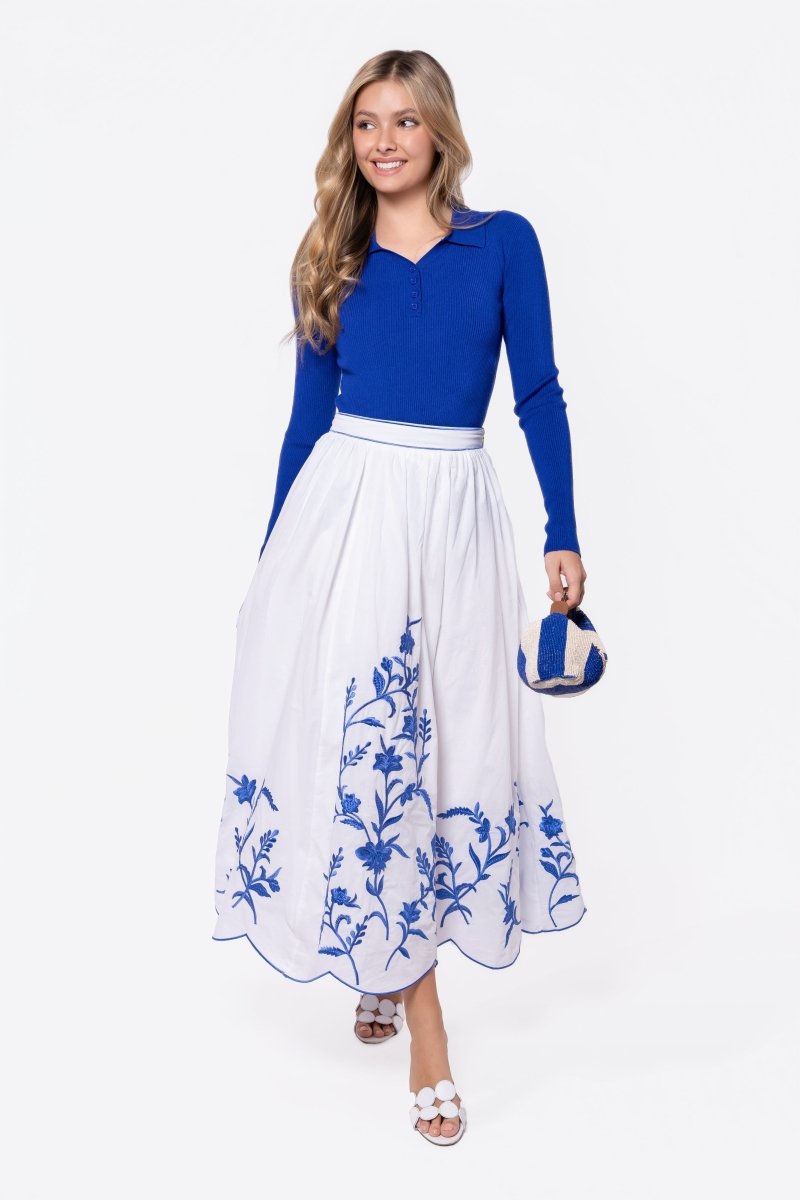 Raya Skirt (White/Blue)