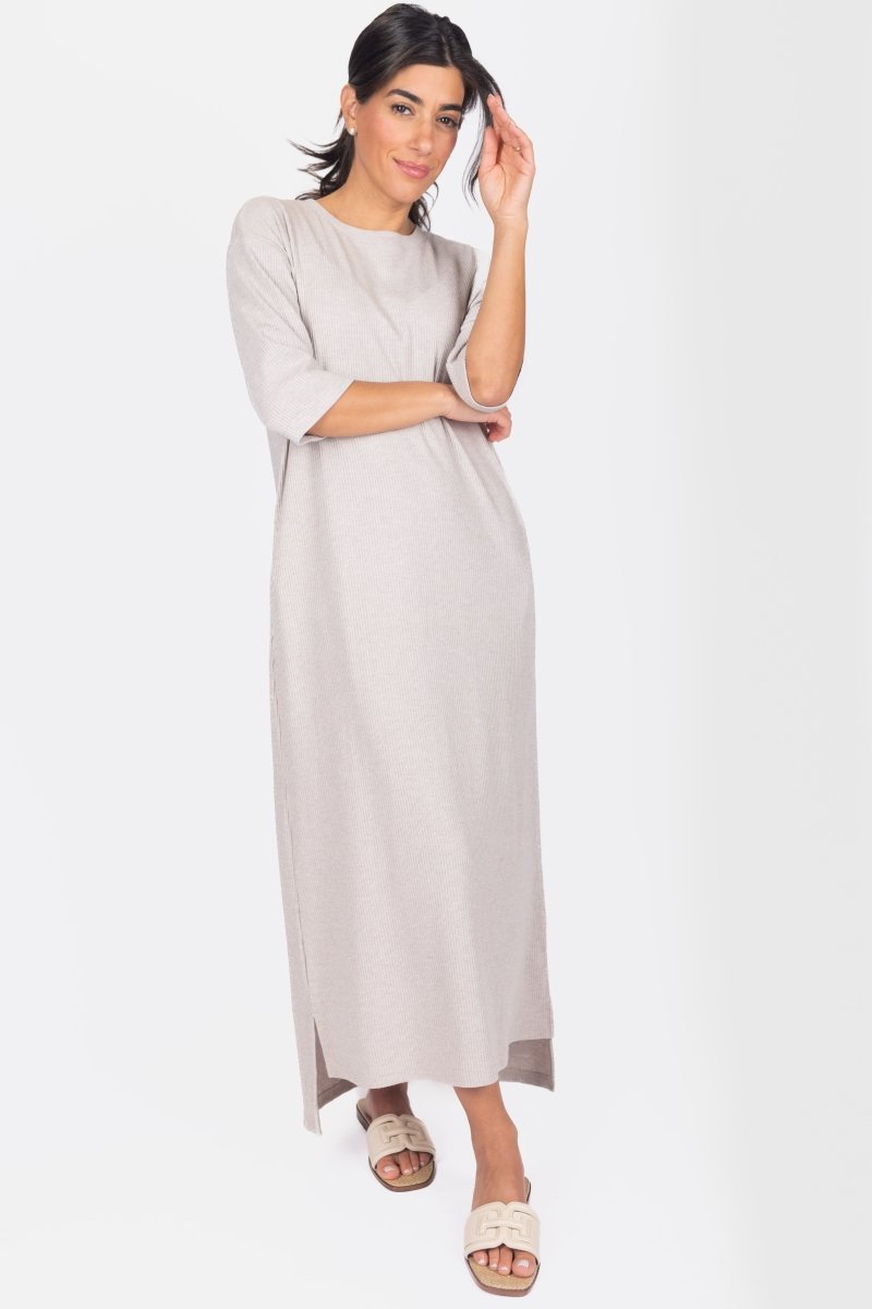 Reese Dress Short Sleeve 51" (Stone)