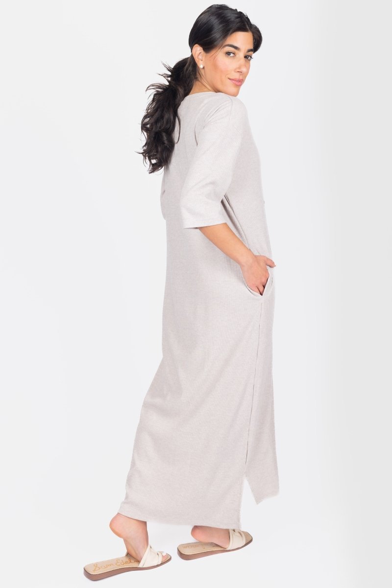 Reese Dress Short Sleeve 51" (Stone)