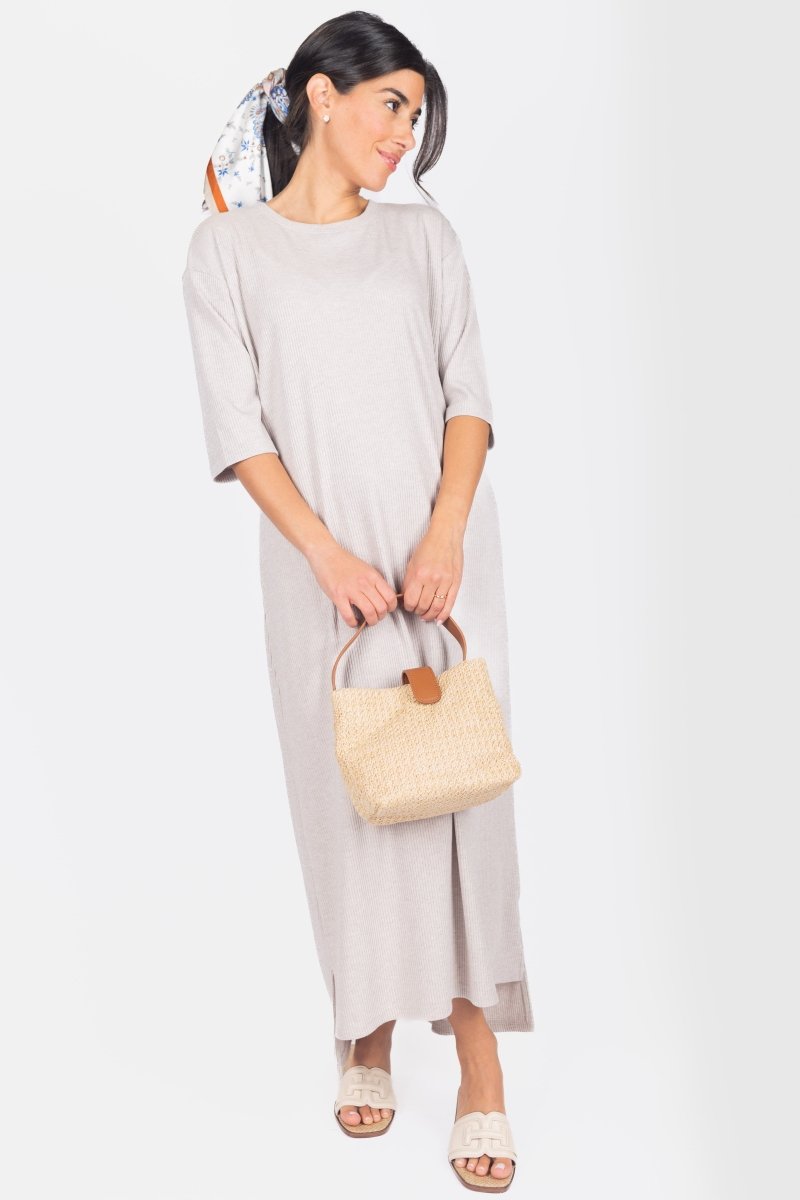 Reese Dress Short Sleeve 51" (Stone)