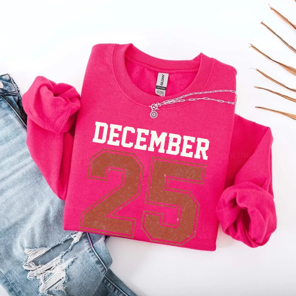 Retro Christmas DECEMBER 25 Sweatshirt Festive Holiday Sweater