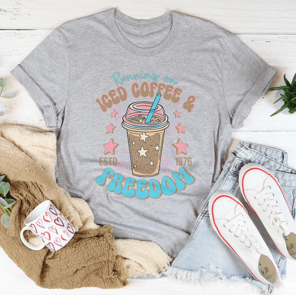 Running On Iced Coffee And Freedom Estd 1976 Tee