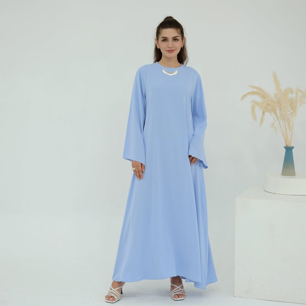 Solid Color Nida Abaya with Belt | A-Line Maxi Dress Abaya (MA359)