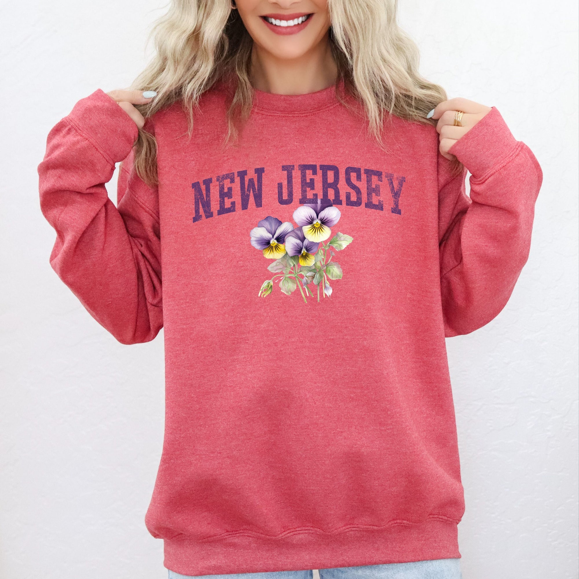 New Jersey State Flower Emblem Illustration Garden State Pride Graphic Sweatshirt