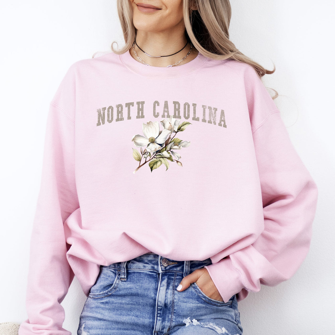 North Carolina State Flower A Tar Heel State Pride Inspired Landscape Print Graphic Sweatshirt