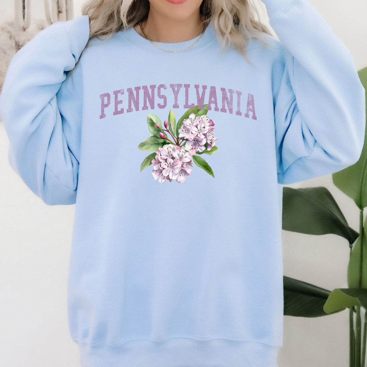 Pennsylvania State Flower Emblem Graphic Soft Fleece Warm Everyday Cozy Sweatshirt