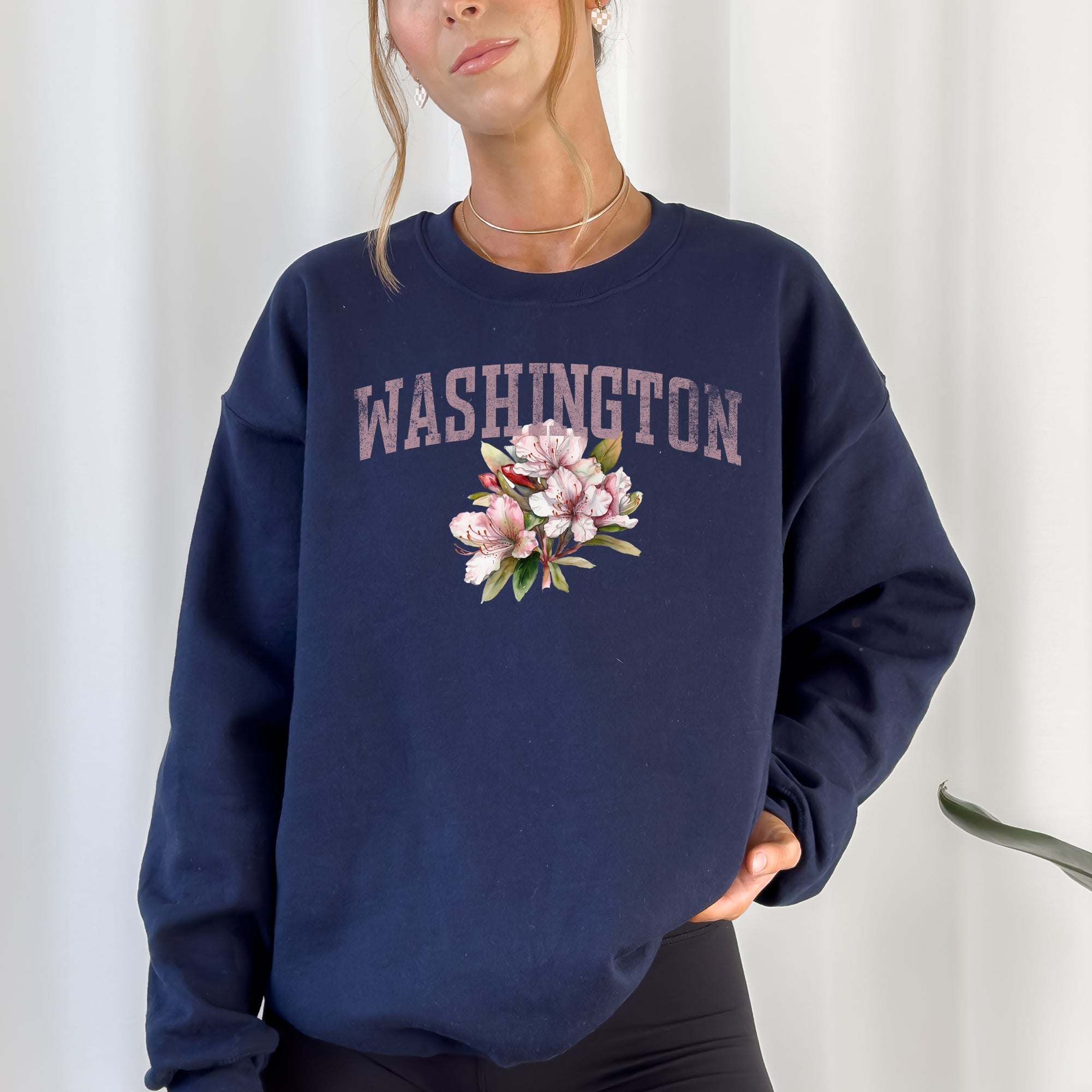 Washington State Flower Pacific Northwest Floral Illustration Edition Graphic Sweatshirt