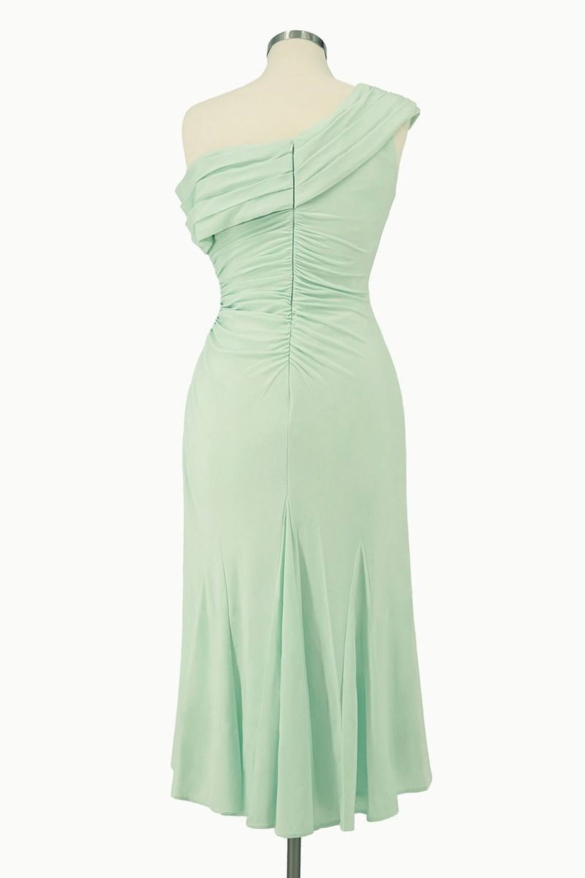 Ladivine Amoris T802 Knee Length One Shoulder Chiffon Dress