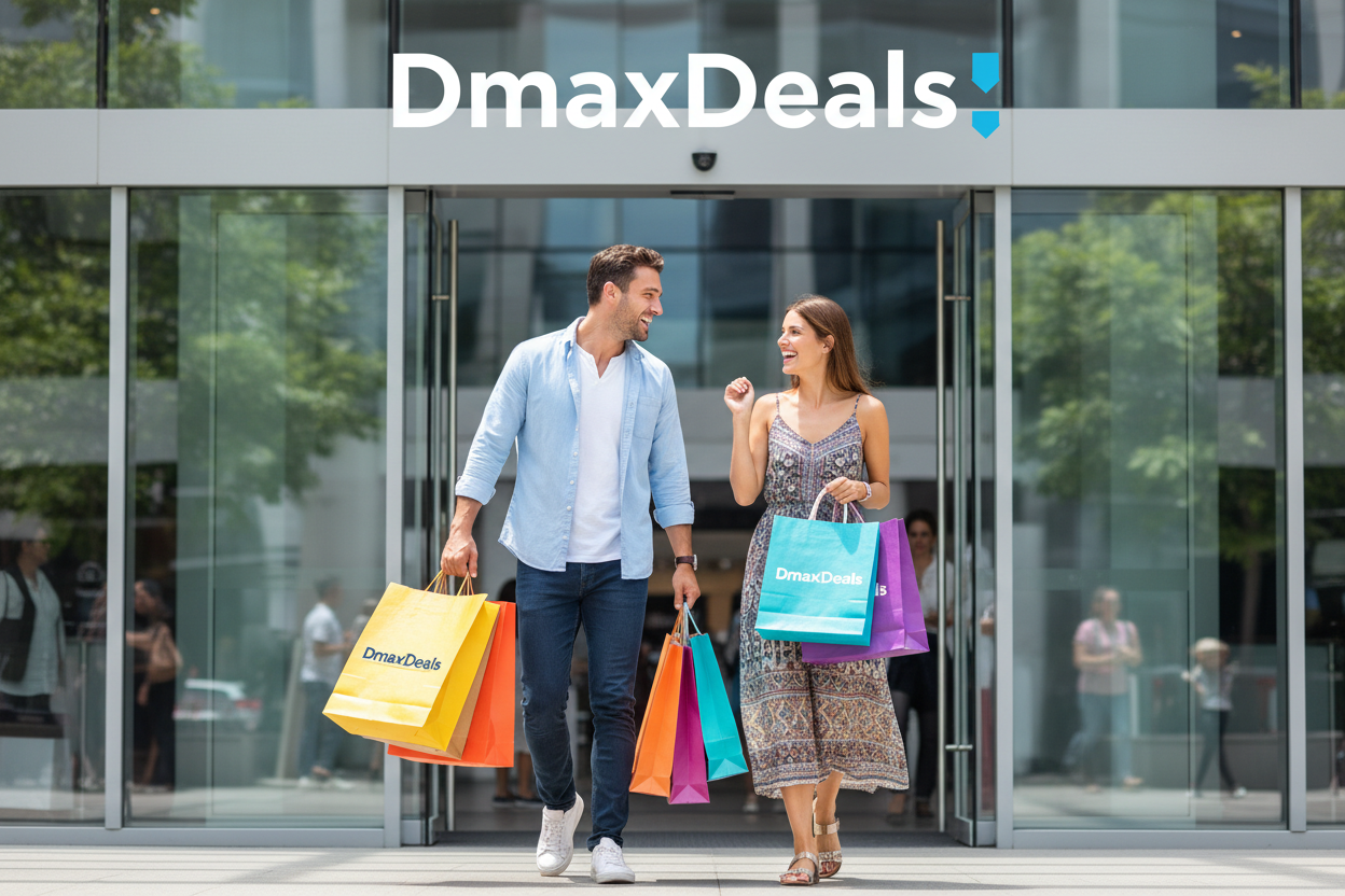 Two happy shoppers with DmaxDeals