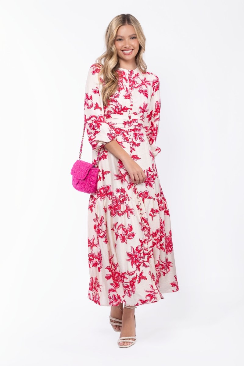 Valentina Dress (White/Pink)