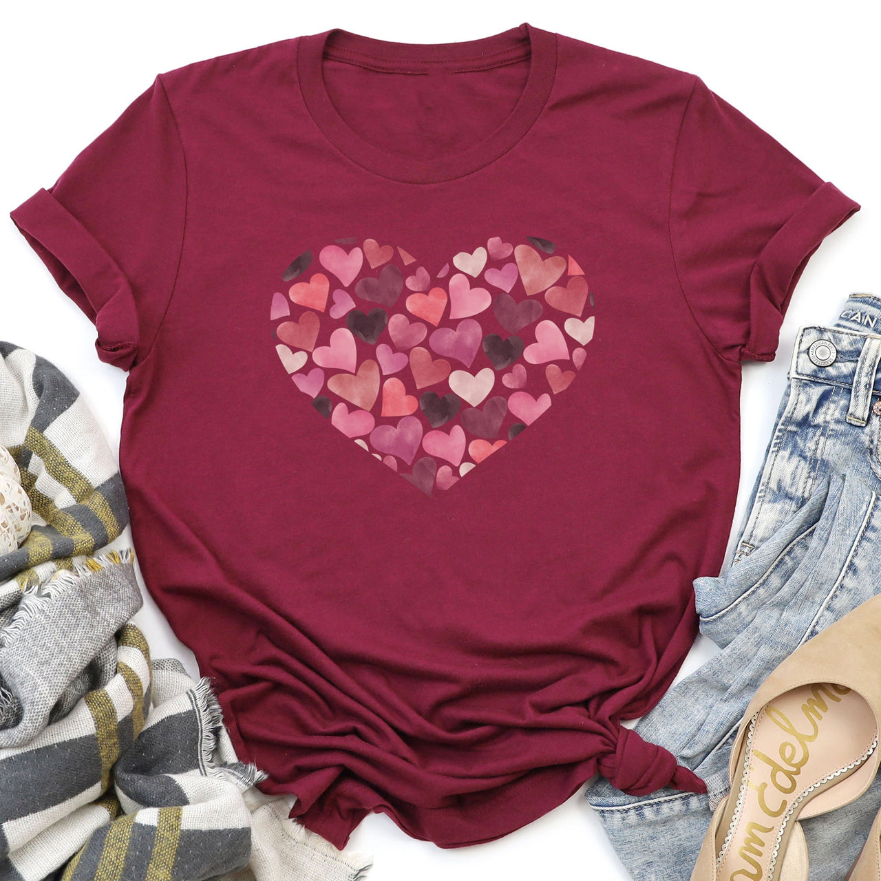 Watercolor Hearts Valentine's Day Edition Ultra Soft Premium Cotton Everyday Graphic Tee