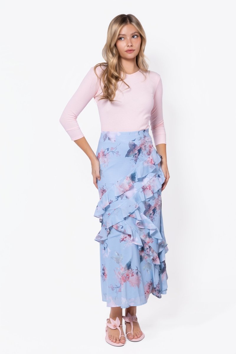 Zella Skirt (Blue Pattern)