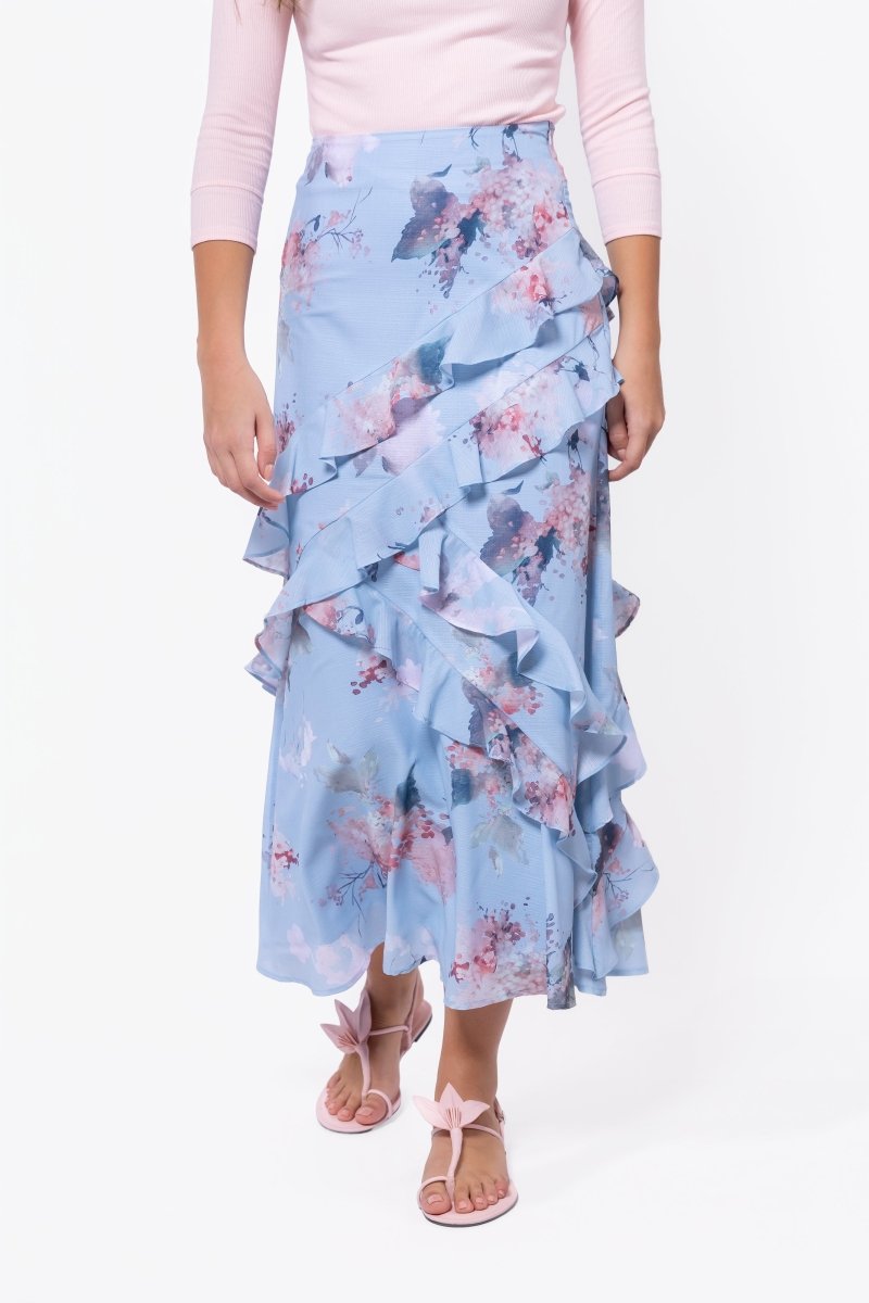 Zella Skirt (Blue Pattern)
