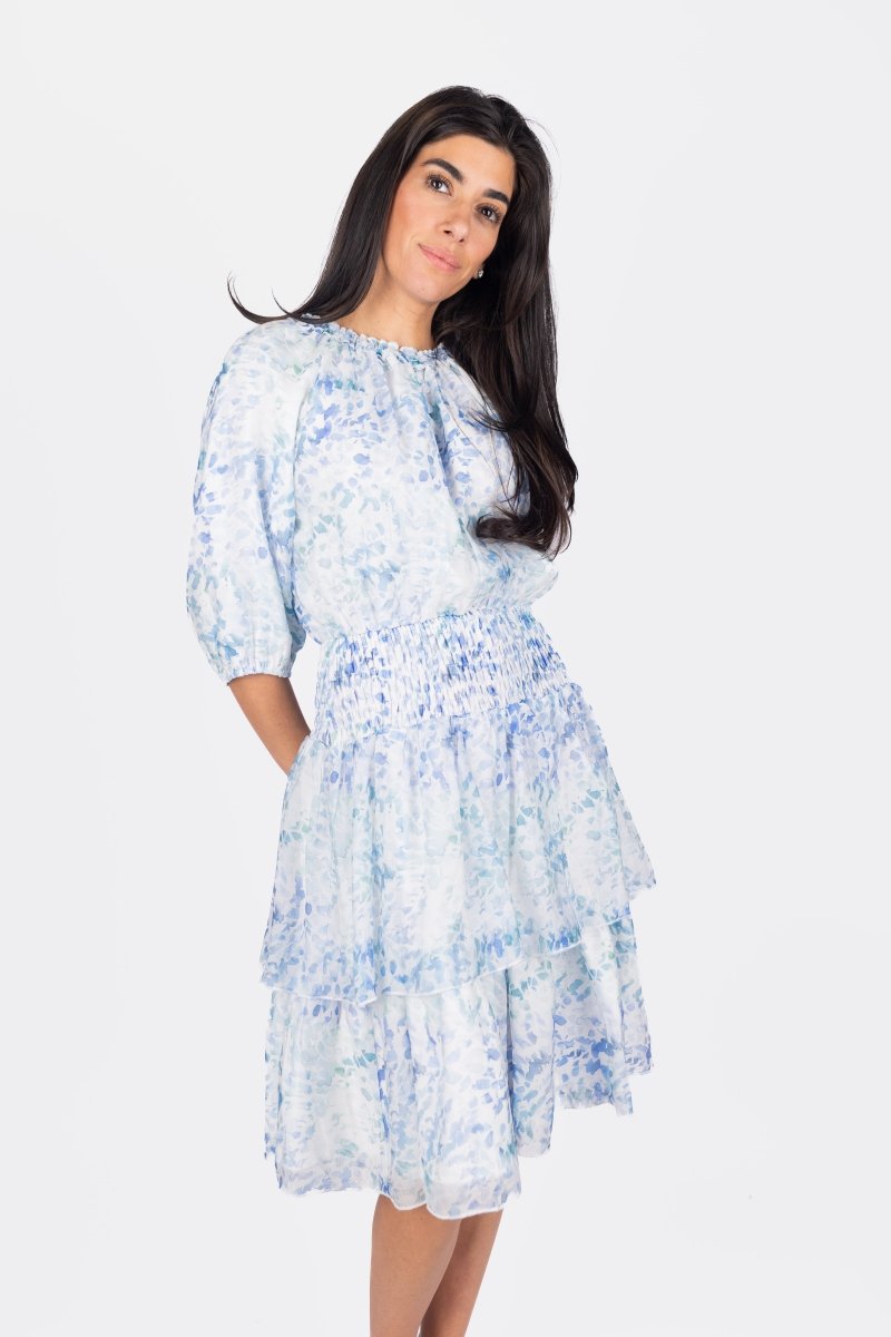 Zena Dress Short Sleeve 39" (Blue/Multi)