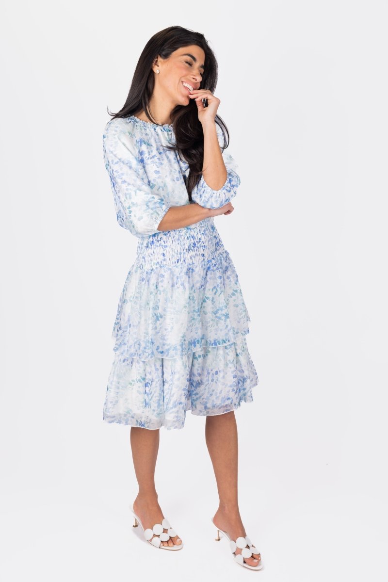 Zena Dress Short Sleeve 39" (Blue/Multi)